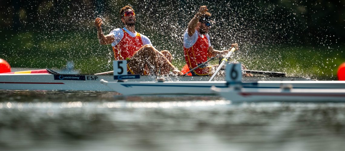 Jaime Canalejo Pazos (b), Javier Garcia Ordonez (s), Men's Pair, Spain, 2023 World Rowing Championships, Belgrade, Serbia © World Rowing/Benedict Tufnell